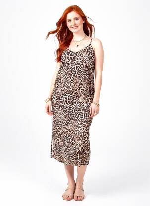 Robe mi-longue fines bretelles marron B.YOUNG femme