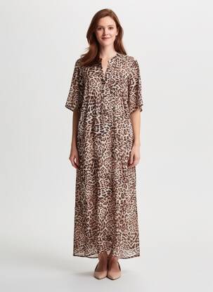 Robe longue manches courtes manches courtes marron B.YOUNG femme