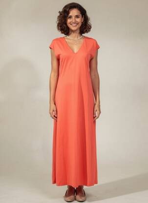 Robe longue manches courtes manches courtes orange RUE MAZARINE femme