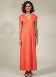 Robe longue manches courtes manches courtes orange RUE MAZARINE femme