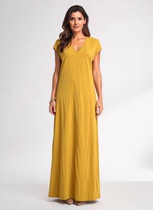 Robe longue manches courtes manches courtes jaune RUE MAZARINE femme