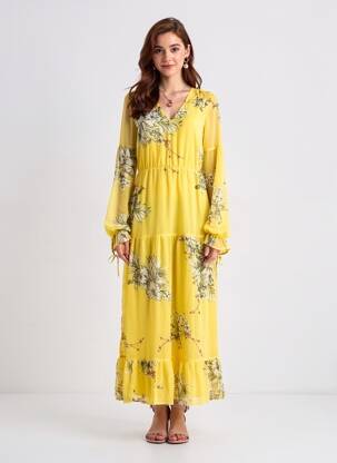 Robe longue manches longues manches longues jaune VERO MODA femme