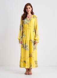 Robe longue manches longues manches longues jaune VERO MODA femme