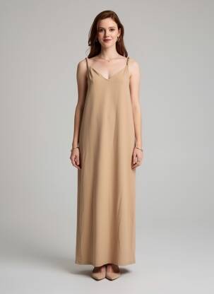 Robe longue sans manche sans manche beige VERO MODA femme