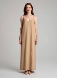 Robe longue sans manche sans manche beige VERO MODA femme