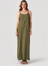 Robe longue coupe fluide fines bretelles vert VERO MODA femme