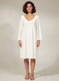 Robe mi-longue manches 3/4 manches 3/4 beige GAOS femme