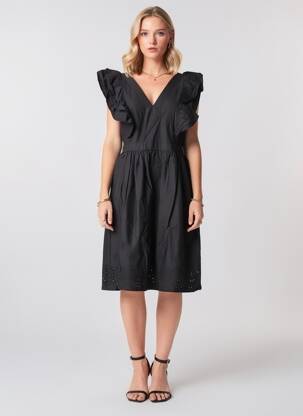 Robe mi-longue manches courtes manches courtes noir VERO MODA femme