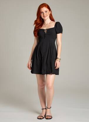 Robe courte manches courtes manches courtes noir VERO MODA femme