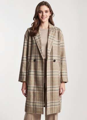 Manteau long coupe droite sans capuche marron TIFFOSI femme