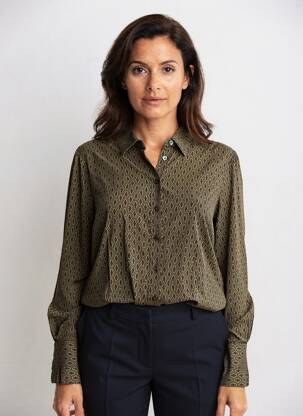 Chemisier tissage crêpe manches longues vert PRINCESSE NOMADE femme