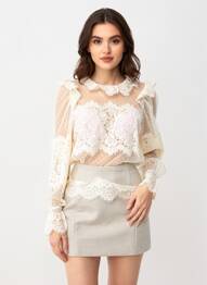Top coupe cintrée manches longues beige CHOKLATE femme