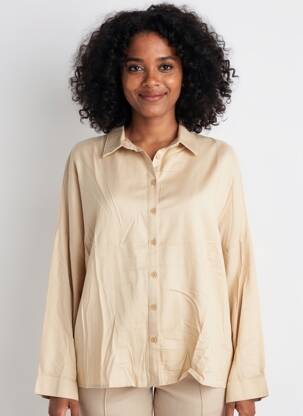 Chemisier coupe droite manches longues beige KANOPE femme
