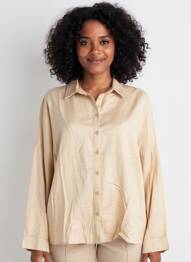 Chemisier coupe droite manches longues beige KANOPE femme