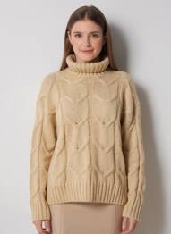 Pull maille tricot manches longues beige TIFFOSI femme