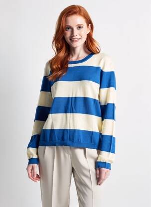 Pull coupe droite manches longues bleu COMPAÑIA FANTASTICA femme