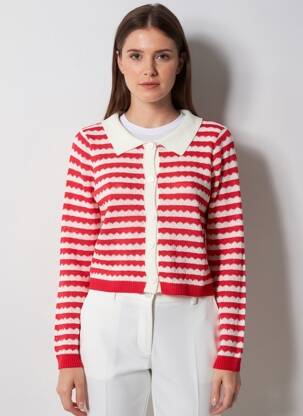 Gilet manches longues coupe cintrée rouge COMPAÑIA FANTASTICA femme