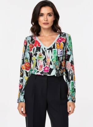 T-shirt manches longues manches longues bleu MALOKA femme