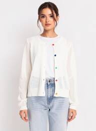 Gilet manches longues maille ajourée blanc COMPAÑIA FANTASTICA femme