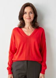 Pull col v manches longues rouge JULIE GUERLANDE femme