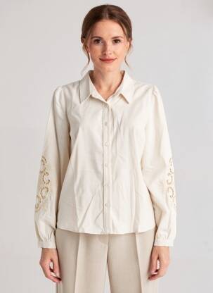 Chemisier coupe droite manches longues beige MAJOLICA femme