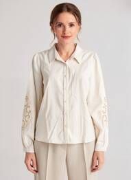 Chemisier coupe droite manches longues beige MAJOLICA femme