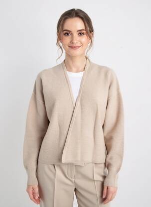 Gilet manches longues col v beige STREET ONE femme