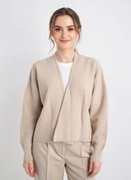 Gilet manches longues col v beige STREET ONE femme