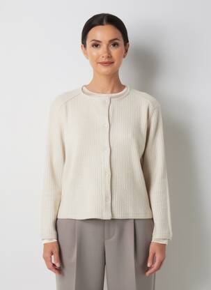 Gilet manches longues col rond beige MALOKA femme