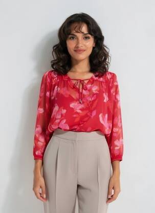 Blouse imprimé fantaisie manches 3/4 rouge STREET ONE femme