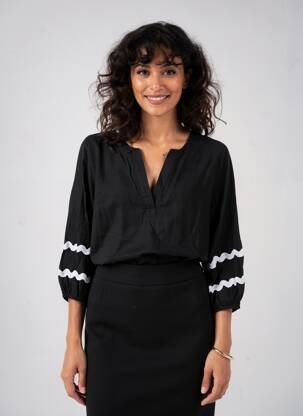 Blouse manches 3/4 manches 3/4 noir MALOKA femme