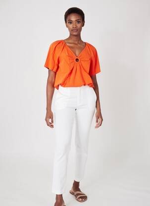 Blouse légère et transparente manches courtes orange C'EST BEAU LA VIE femme