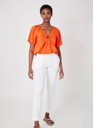 Blouse manches courtes manches courtes orange C'EST BEAU LA VIE femme