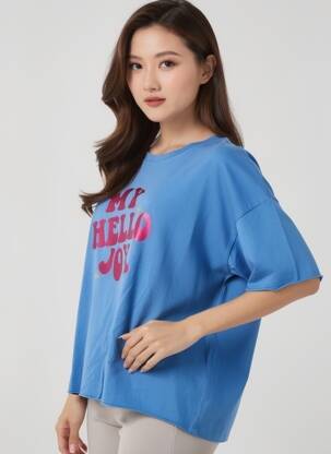 T-shirt coupe droite manches courtes bleu MY HELLO JOY femme