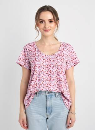 T-shirt col v manches courtes violet C'EST BEAU LA VIE femme
