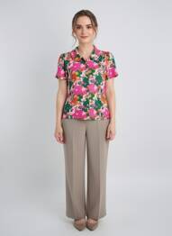 Chemisier imprimé fleurs manches courtes rose PRINCESSE NOMADE femme