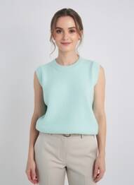 Pull col rond sans manche vert MAJOLICA femme