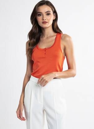 Débardeur tissage côtelé sans manche orange COMPAÑIA FANTASTICA femme