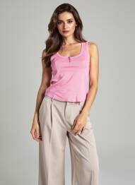 Débardeur tissage côtelé sans manche rose COMPAÑIA FANTASTICA femme