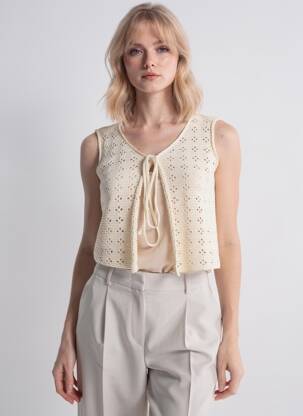 Gilet sans manche coupe droite beige COMPAÑIA FANTASTICA femme