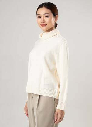 Pull col roulé coupe droite manches longues beige STREET ONE femme