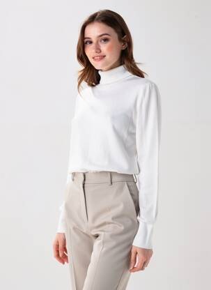 Pull col roulé stretch manches longues beige TIFFOSI femme