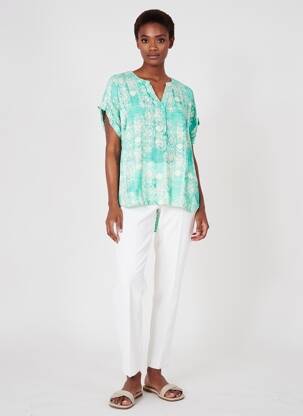 Tunique manches courtes tissage crêpe vert ORIENTIQUE NATURALLY femme