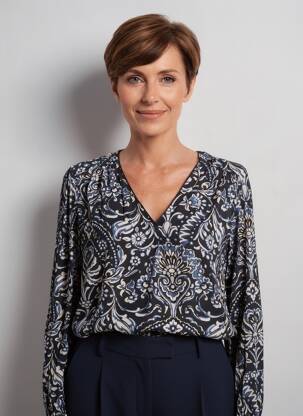 Blouse imprimé fleurs manches longues noir JULIE GUERLANDE femme
