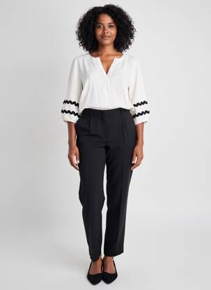 Chemisier tissage crêpe manches 3/4 beige MALOKA femme