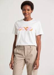 T-shirt sérigraphie avec strass manches courtes beige BETTY BARCLAY femme