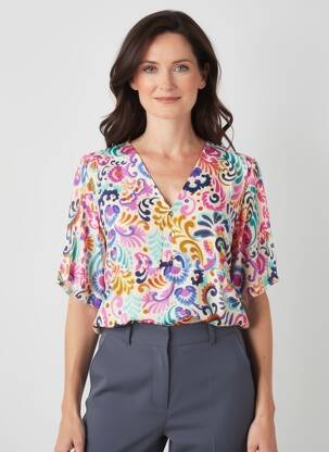 Blouse tissage popeline manches 3/4 rose JULIE GUERLANDE femme