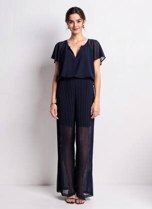 Combi-pantalon fermeture boutonnée au dos manches courtes bleu TIFFOSI femme