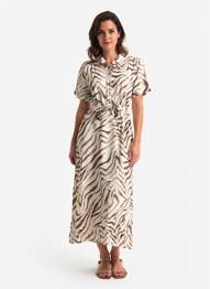 Robe longue manches courtes manches courtes beige STREET ONE femme