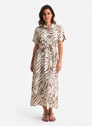 Robe longue manches courtes manches courtes beige STREET ONE femme